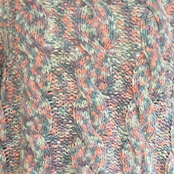 NWT Aspen Chunky Wool Cable Knit Sweater Fisherman Italy Space Dyed Ski-Aprés-L - Picture 3 of 15